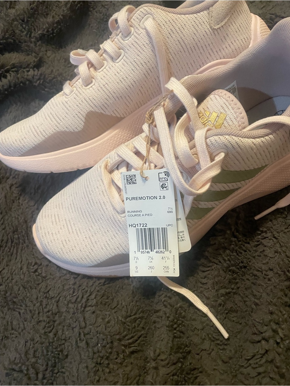 adidas PureMotion 2.0 Women's Running Shoes - Light Pink with Green Accent